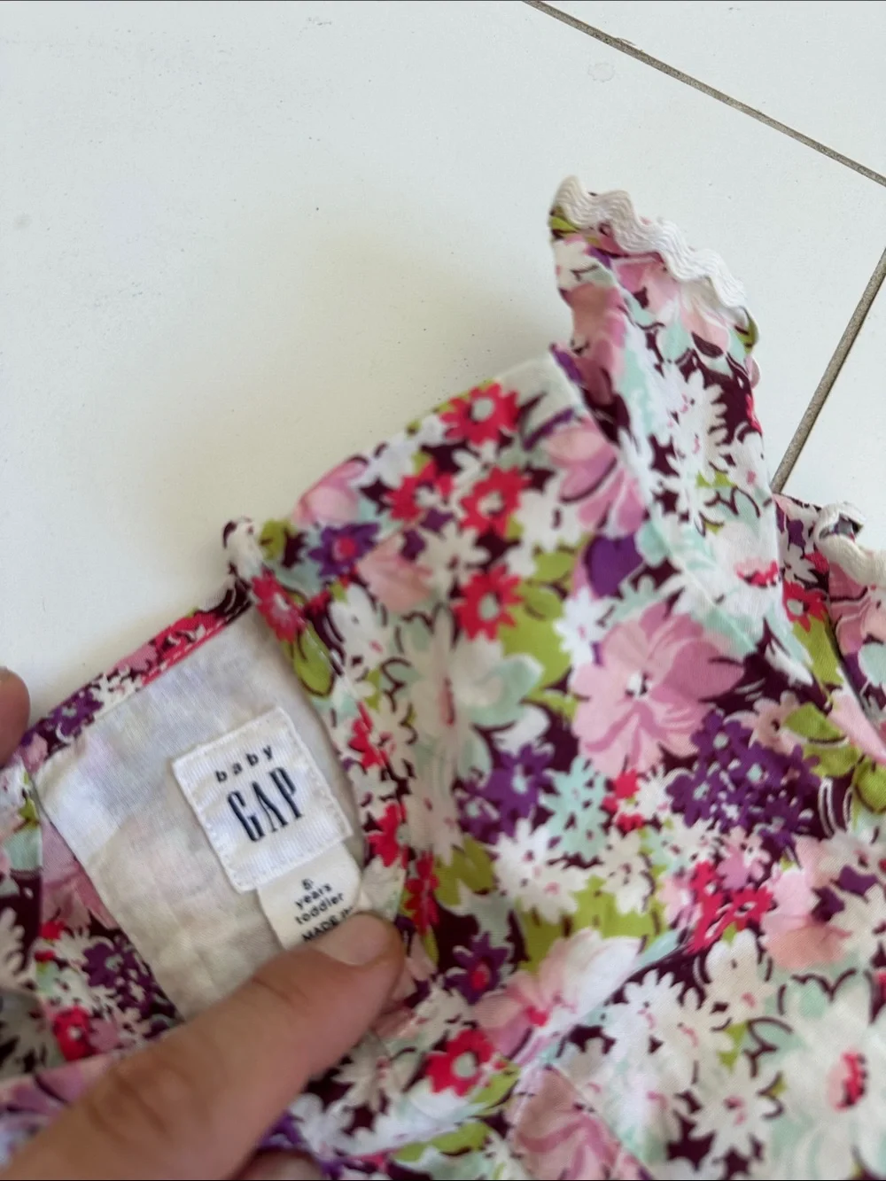 Gap Floral Ruffled Sleeve Sundress - Pink, White & Green 5 liberty print